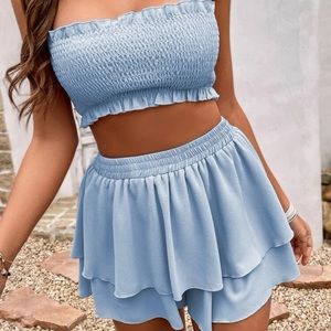 shein tube top and shorts set